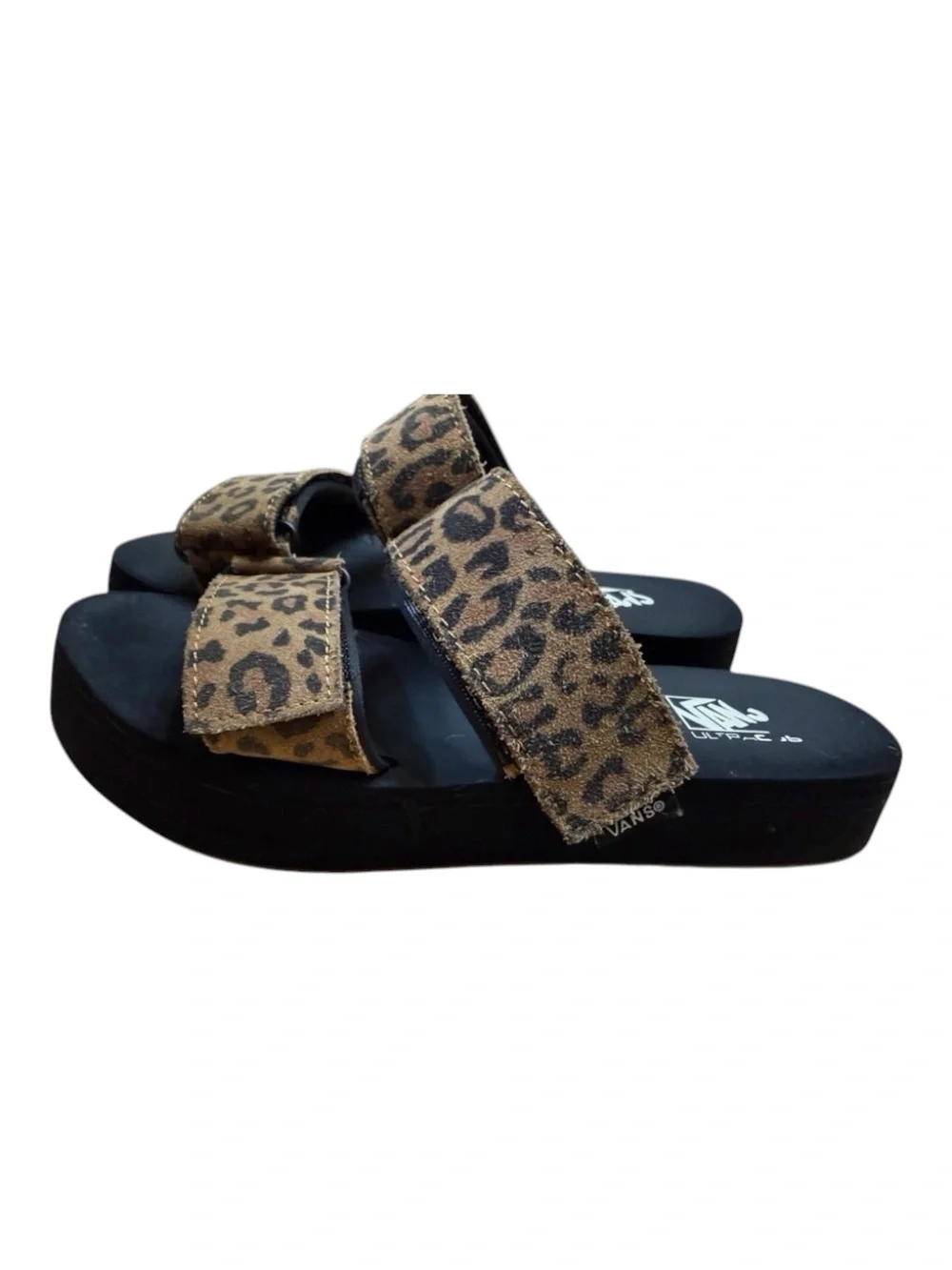 Vans Leopard Print Platform Slide Sandals 7